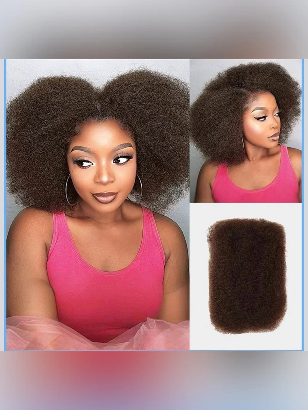 QVR Afro Kinkys Bulk Human Hair for Dreadlock Extensions Repair Locs 50 Gram/